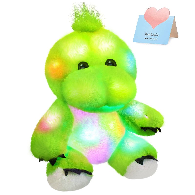 BSTAOFY 11 Light Up Dinosaur Stuffed Animals Cute LED TRex Soft Plush Toy Glow in The Dark Gifts for Kids Boys Girls Valentines Birthday Holiday Green - Image 3