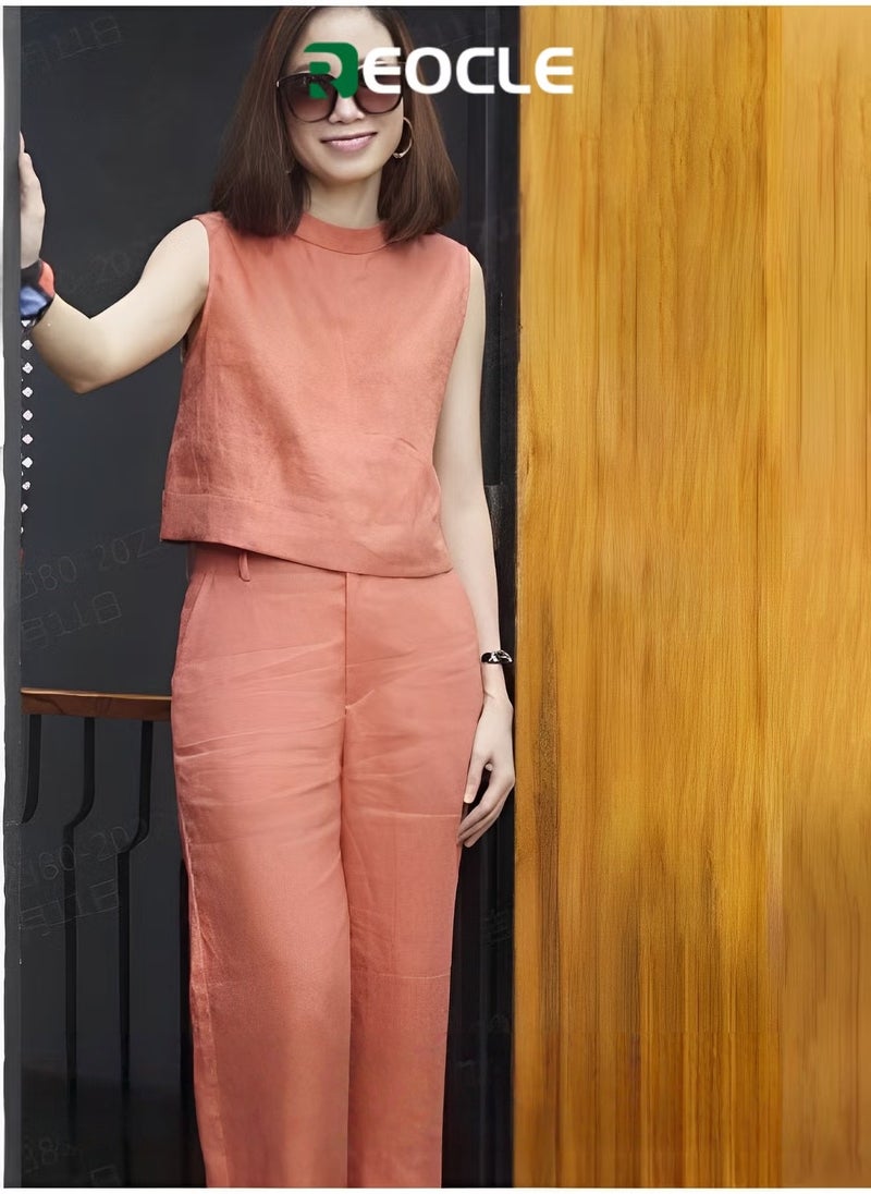 REOCLE Sleeveless Sports Casual Suit Summer New Style Women's Short Loose T-shirt Trousers Two-piece Set for Women  - Image 1