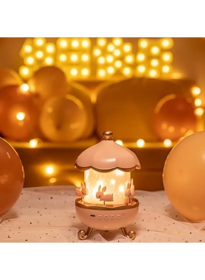 Rabbit-shaped rotating night projector, 6 rotating LED lights, 360-degree rotation, star projection lighting for a magical atmosphere in the children's room, rotating rabbit night lamp for children's room decor (rabbit-shaped night light) - Image 1