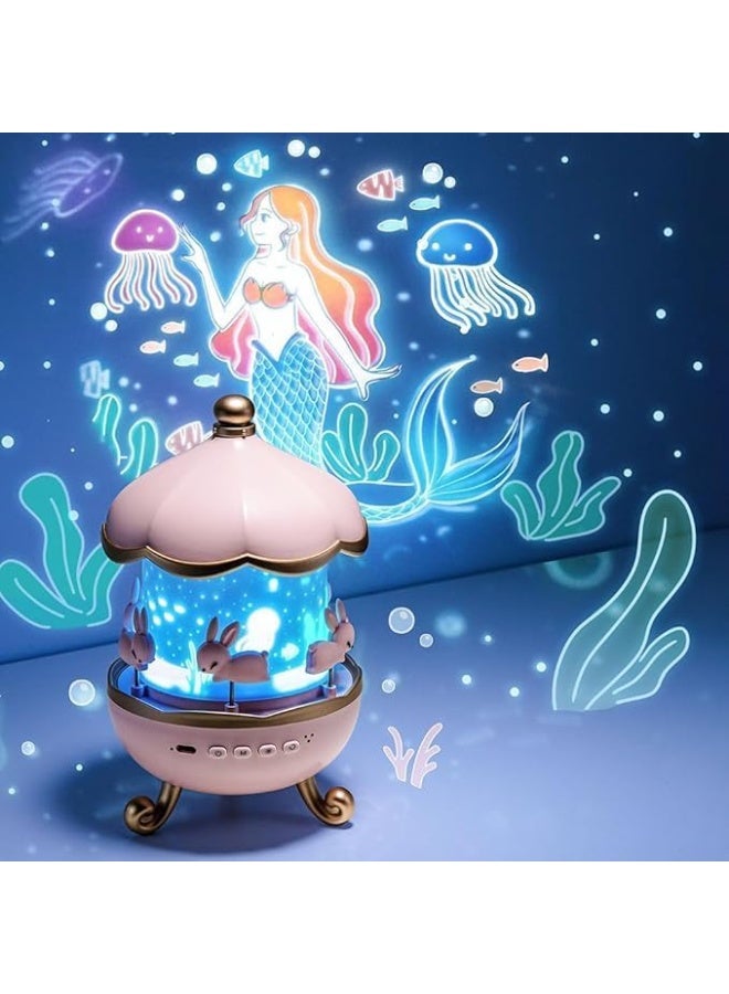 Rabbit-shaped rotating night projector, 6 rotating LED lights, 360-degree rotation, star projection lighting for a magical atmosphere in the children's room, rotating rabbit night lamp for children's room decor (rabbit-shaped night light) - Image 4