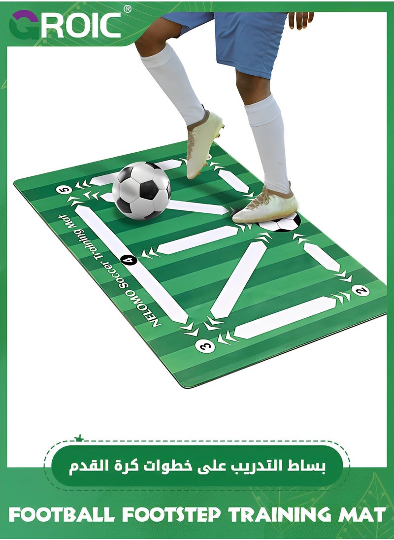 GROIC Football Footstep Training Mat, Soccer Training Mat Soccer Workout Drill Equipment Indoor Soccer Skills Drills Pad Soccer Train Mat Ideal for Soccer Player and Coaches Fundamentals Training (80*120cm)  - Image 1