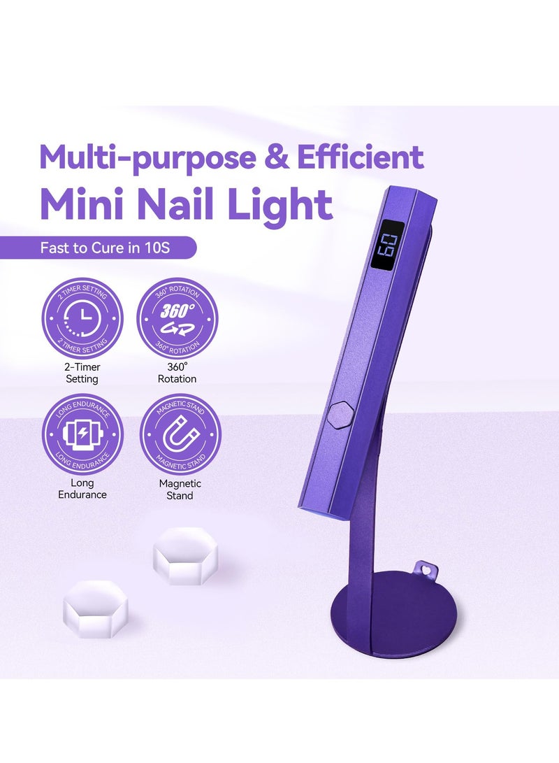 SYOSI UV Light for Nails, UV Lamps for Gel Nails 10s Fast Curing Mini UV LED Nail Lamp with Nail Stamper and Magnetic Stand Portable Nail Dryer U V Light for Curing Gel Polish Nail Home DIY Manicure - Image 2