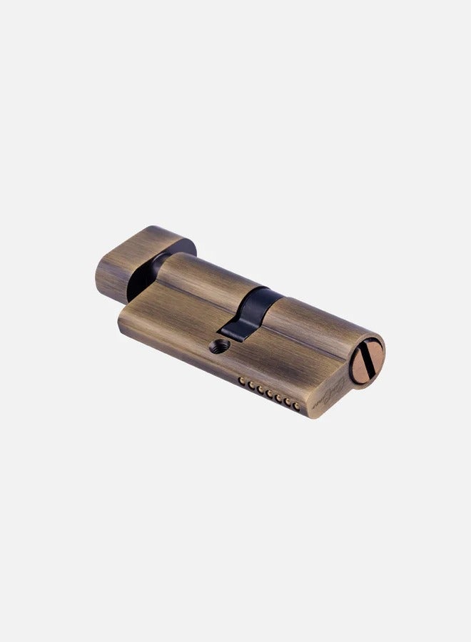 CINCINNO Premium 70mm Full Brass Bathroom Door Cylinder Lock with Knob & Coin Turn – Privacy Thumb Turn Lock with 5-Year Warranty, Anti-Rust Euro Cylinder, Silent Lock – (Dark Antique Brass) 