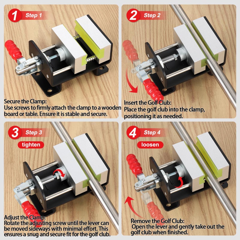 MistyBrew Professional Golf Club Regripping Kit - Heavy-Duty Vise Clamp with Secure 4-Screw Mounting System & Hook Knife, Quick-Release Locking Clamp for Stable Grip Replacement - Image 3