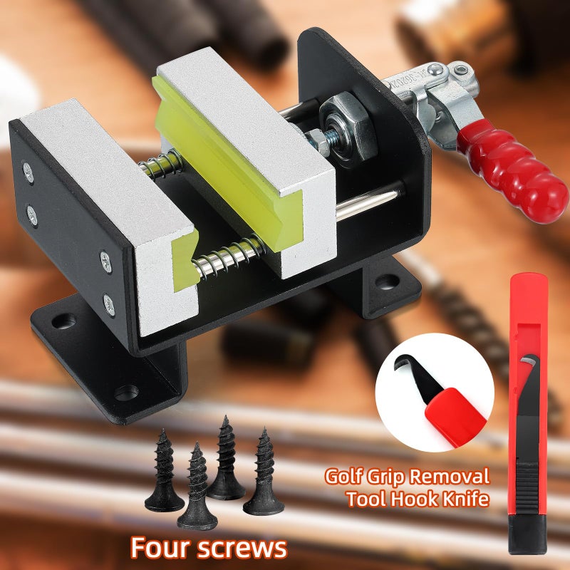 MistyBrew Professional Golf Club Regripping Kit - Heavy-Duty Vise Clamp with Secure 4-Screw Mounting System & Hook Knife, Quick-Release Locking Clamp for Stable Grip Replacement - Image 2