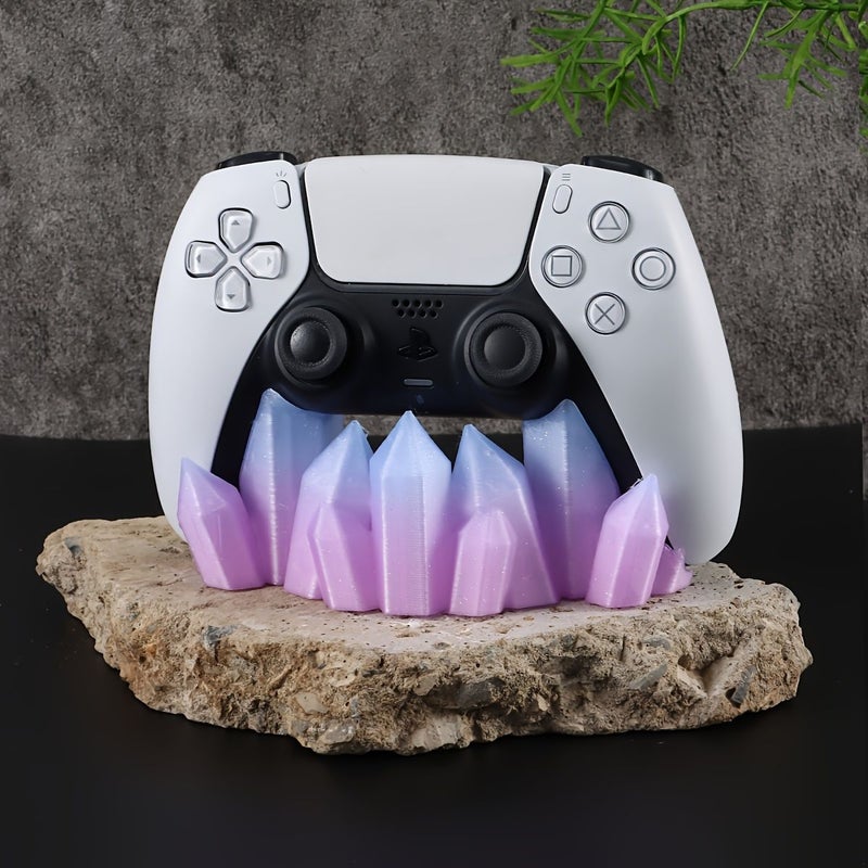 حامل وحدة تحكم PS4 وPS5 على شكل بلورة صفراء، ديكور مكتبي مصنوع يدويًا، حامل عرض غير منتظم - Image 3