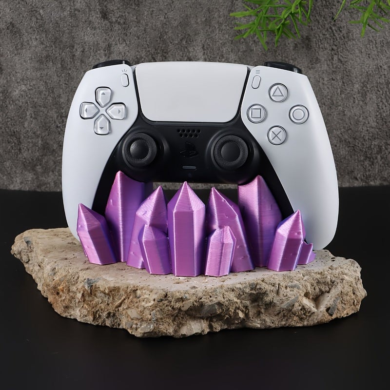 حامل وحدة تحكم PS4 وPS5 على شكل بلورة صفراء، ديكور مكتبي مصنوع يدويًا، حامل عرض غير منتظم - Image 1