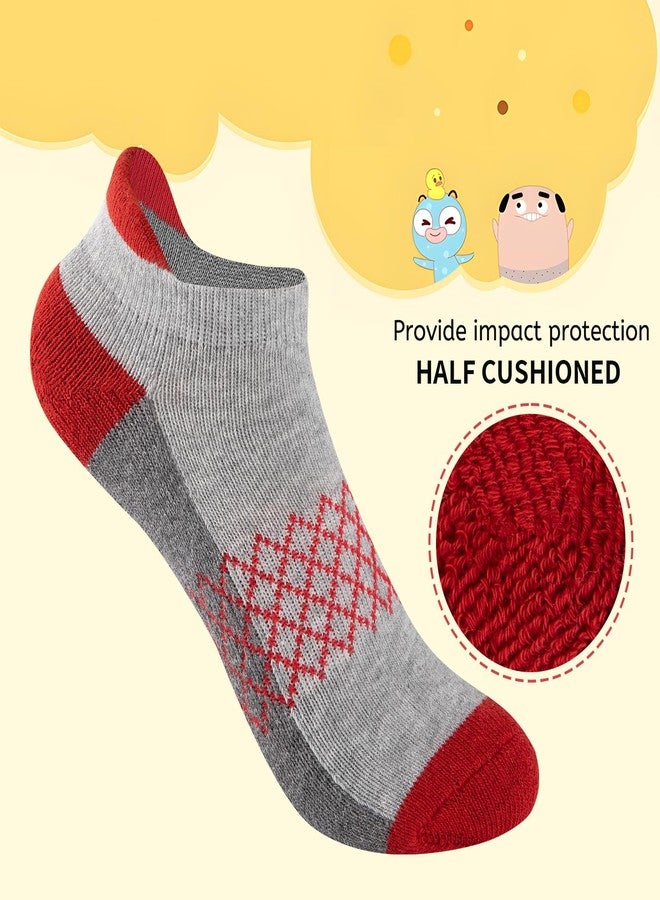 Comfoex Boys Socks 6 Pairs Ankle Athletic Sock Half Cushioned Low Cut Socks For Little Big Kids - Image 5