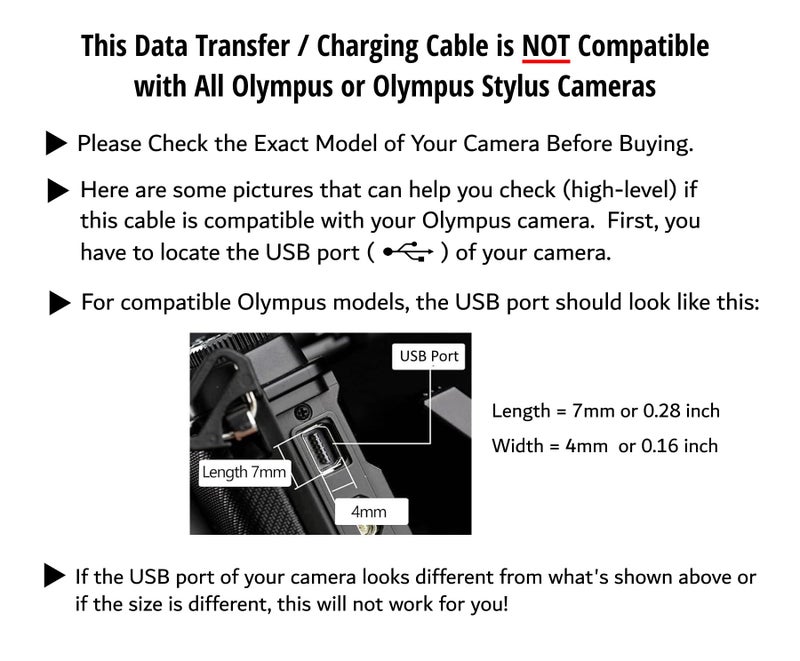 ienza كابل شحن ونقل بيانات USB للصور CB-USB5 CB-USB6 CB-USB8 لكاميرات أوليمبوس Tough TG-830 TG-630 TG-860 TG-870 & Stylus المختارة (يرجى مراجعة تفاصيل المنتج والصور قبل الشراء) - Image 2