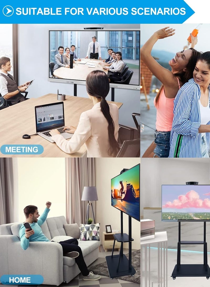 RaboS حامل تلفزيون متنقل بعجلات لأجهزة تلفزيون LED مسطحة/منحنية مقاس 60 إلى 100 بوصة، حامل تلفزيون بارتفاع - Image 4