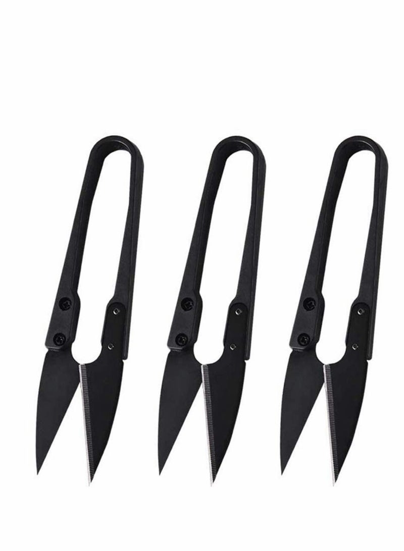 Y&D Sewing Scissors Set, U Clippers, Embroidery Yarn Mini Thread Cutter, Fishing Small Snips T Nipper, DIY Supplies(Black, 3 pcs )  - Image 1