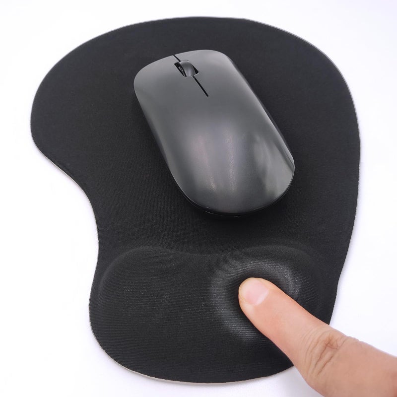 JYWYBF Ergonomic Mouse Pad with Wrist Rest, Gel Wrist Support Mousepad, Pain Relief Laptop Computer Mouse Pad, Non-Slip Mouse Pads for Office & Home (Black) - Image 1