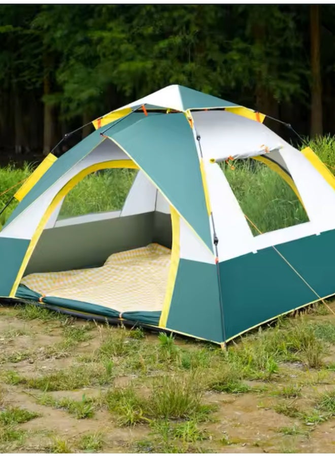 Outdoor.Market Camping Tent 4–5 Person, 1-Minute Quick Setup Pop-Up Family Tent with 2 Doors & 2 Windows, Waterproof & Windproof Outdoor Tent for Camping, Hiking, Beach & Travel – Green & White - Image 2