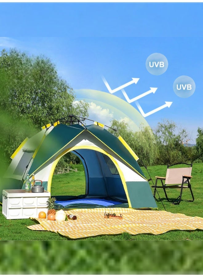 Outdoor.Market Camping Tent 4–5 Person, 1-Minute Quick Setup Pop-Up Family Tent with 2 Doors & 2 Windows, Waterproof & Windproof Outdoor Tent for Camping, Hiking, Beach & Travel – Green & White - Image 3