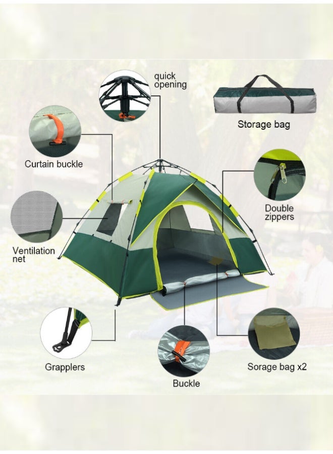Outdoor.Market Camping Tent 4–5 Person, 1-Minute Quick Setup Pop-Up Family Tent with 2 Doors & 2 Windows, Waterproof & Windproof Outdoor Tent for Camping, Hiking, Beach & Travel – Green & White - Image 5