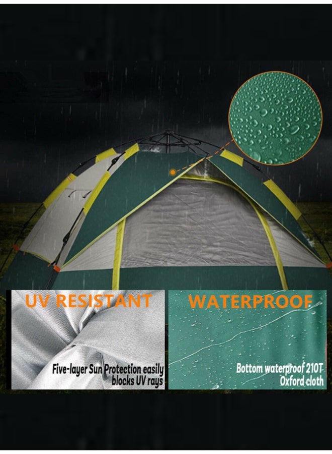 Outdoor.Market Camping Tent 4–5 Person, 1-Minute Quick Setup Pop-Up Family Tent with 2 Doors & 2 Windows, Waterproof & Windproof Outdoor Tent for Camping, Hiking, Beach & Travel – Green & White - Image 4