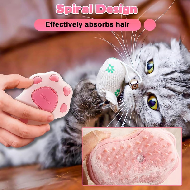 OneNine Steamy Cat Brush, 3 in 1 Multifunctional Spray Cat Grooming Brush for Shedding, Self Cleaning Pet Grooming Tool for Long and Short Hair Dogs and Cats to Remove Tangled and Loose Hair - Image 3