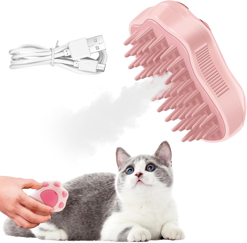 OneNine Steamy Cat Brush, 3 in 1 Multifunctional Spray Cat Grooming Brush for Shedding, Self Cleaning Pet Grooming Tool for Long and Short Hair Dogs and Cats to Remove Tangled and Loose Hair - Image 1