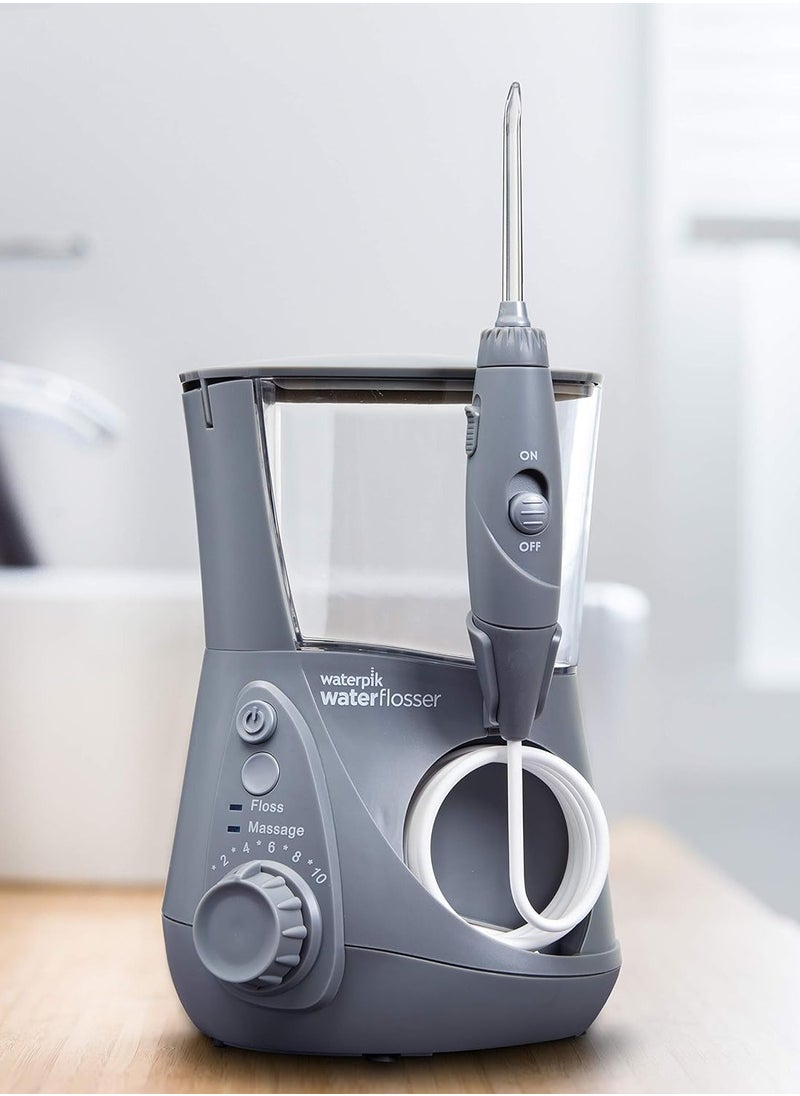 Waterpik - Waterpik Ultra Professional Water Flosser with 7 Tips and Advanced Pressure Control System with 10 Settings, Dental Plaque Removal Tool, Grey (WP-667UK) (2pin UK Bathroom Plug) - Image 1
