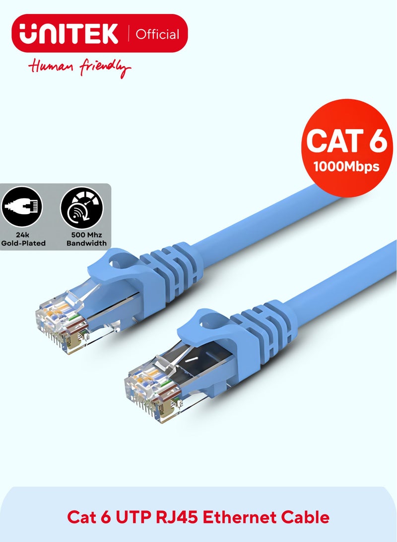 Unitek Cat 6 UTP RJ45 Ethernet Cable,  manufactured with high quality copper wires - Image 1