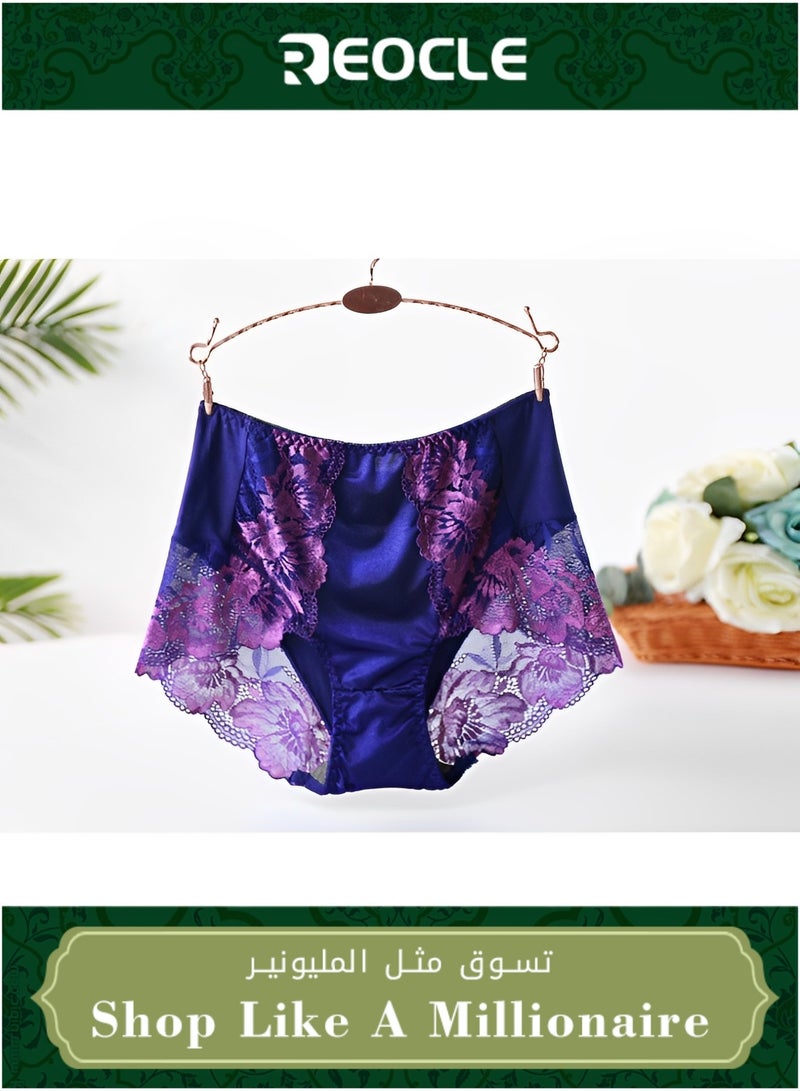 REOCLE Women's Underwear Plus Size Briefs Breathable Lace Panties High Waisted Panties Full Coverage Brief Panty Seamless Brief  - Image 2