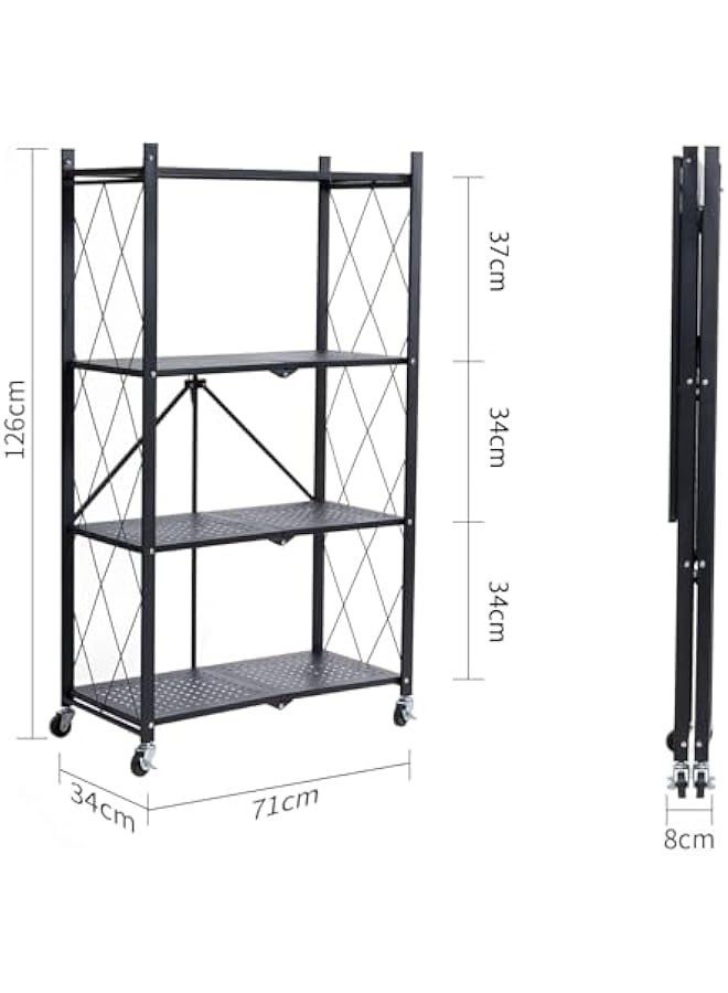 بيوينتي رفوف التخزين المحمولة مع تصميم متداول ، هيكل معدني ثقيل للحصول على أقصى قدرة ، مثالي للاستخدام في المرآب والمطبخ والقبو (أسود ، 4 طبقات) - Image 3