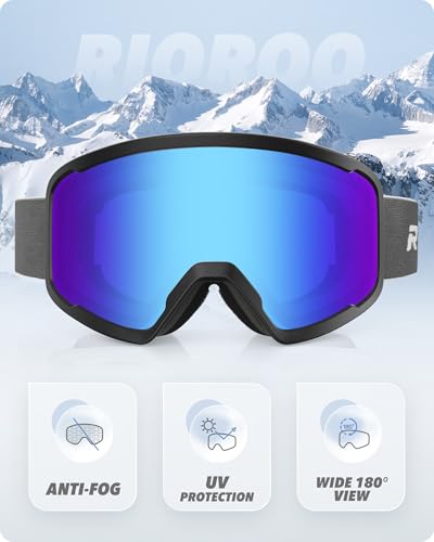 RIOROO SkiSnowboard Goggles for Men Women OTG Snow Goggles Anti Fog 100 UV Protection Snowboarding Goggles - Image 3