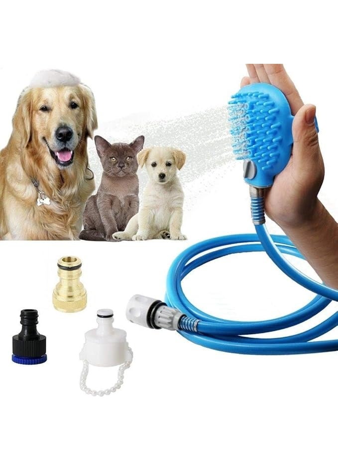 Pet Bathing Tool - Pet Shower Sprayer for Dog and Cat Bathing Massage Combo with Pet Grooming Glove and 3 Faucet Adapters, 8.2 ft Hose Indoor and Outdoor Using - Image 3
