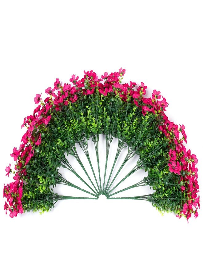 florisso Artificial Fake Plants Flowers for Outdoor Outside Summer Decoration, 12 Bundles Faux Silk Hotpink Daisy UV Resistant Realistic for Porch Patio Home Window Box Yard Garden Planter - Image 5