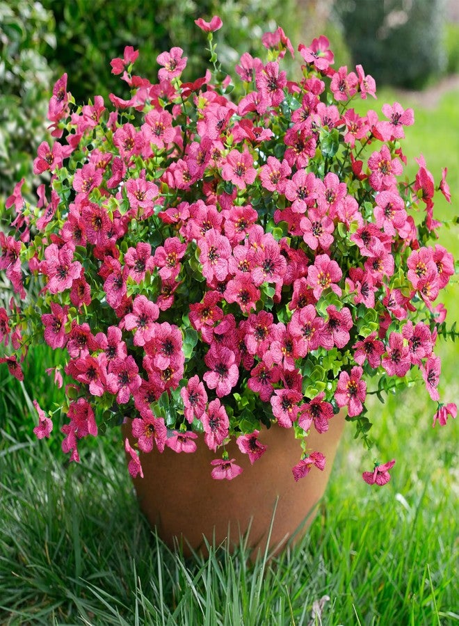 florisso Artificial Fake Plants Flowers for Outdoor Outside Summer Decoration, 12 Bundles Faux Silk Hotpink Daisy UV Resistant Realistic for Porch Patio Home Window Box Yard Garden Planter - Image 2