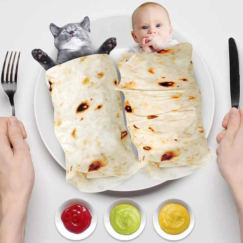 Lhedon Burrito Baby Blanket, Tortilla Swaddle Blanket, Taco Blanket for Newborn Toddler, 285 GSM Soft Flannel Wearable Wrap Funny Gifts for Baby Shower & First Christmas Boy Girl 0-3 6 9 Months - Image 2