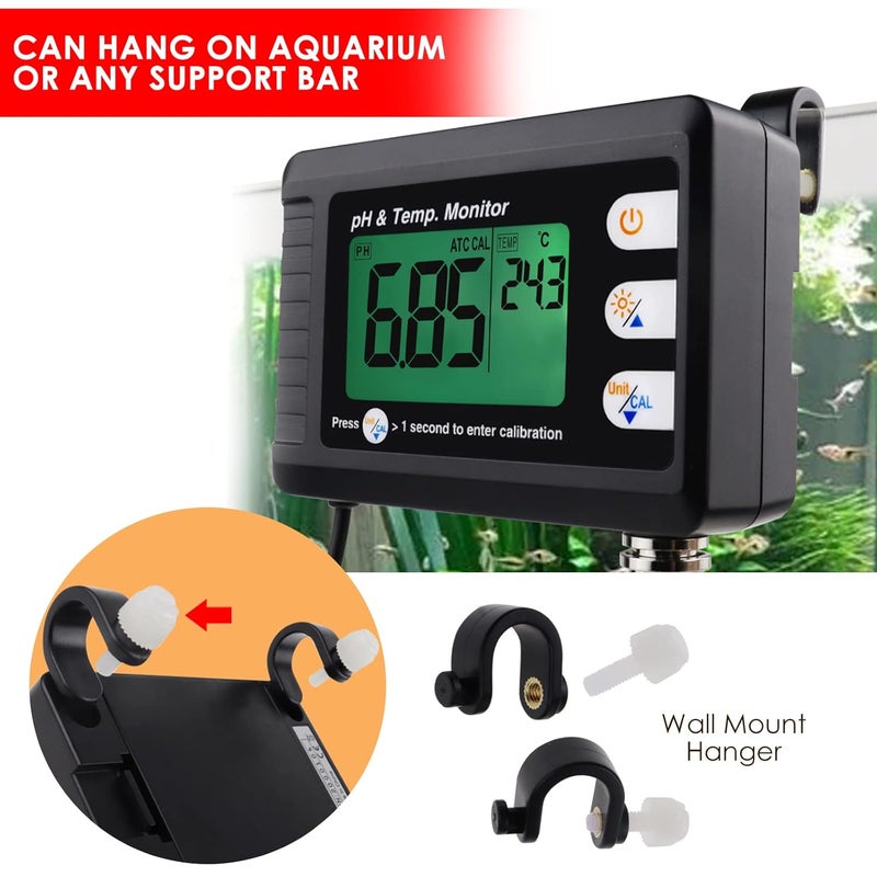 DANOPLUS 2 in 1 pH & Temperature Meter Digital pH Monitor Dual Display Water Quality Tester with ATC and Automatic Calibration Function, pH Tester for hydroponics, Aquarium, Pools, etc. - Image 3