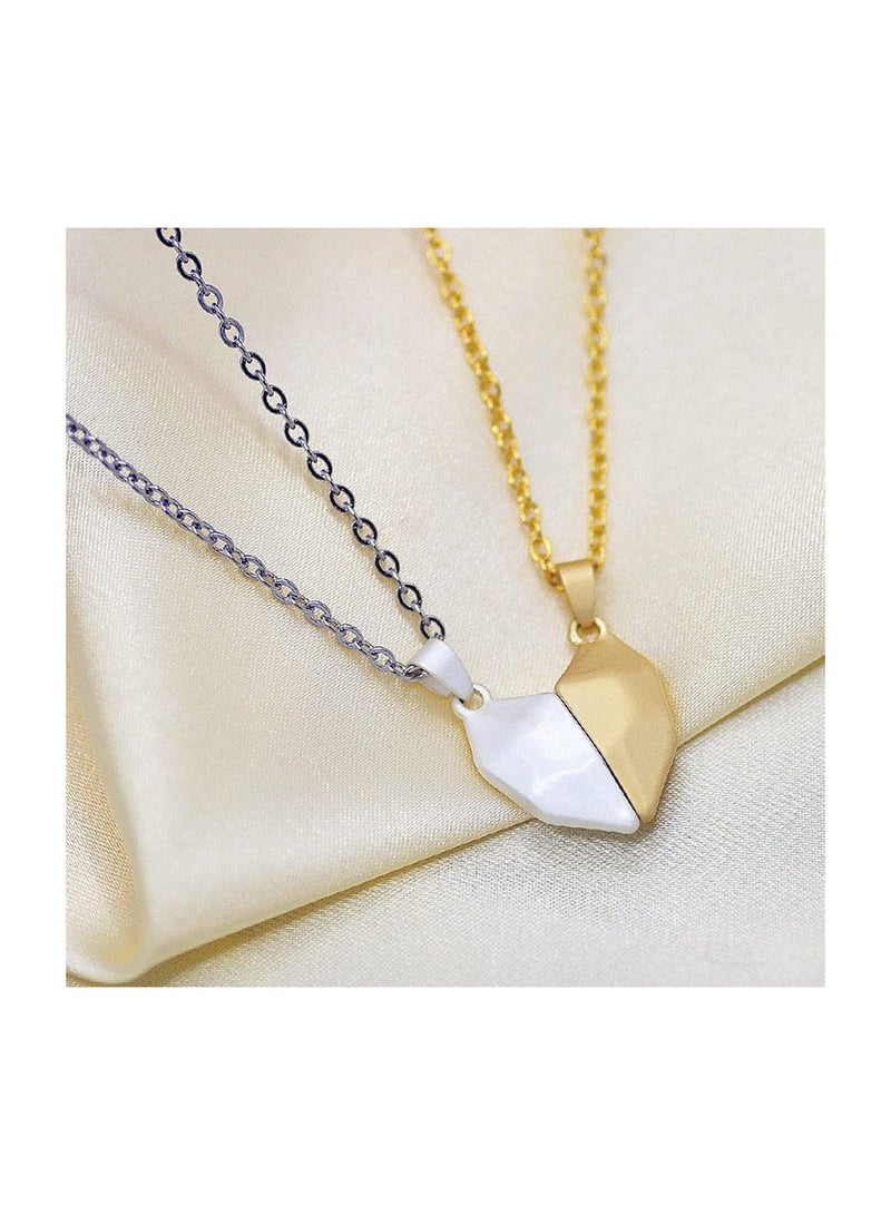 Excefore Two Souls One Heart Pendant Necklaces for Couple, Wishing Stone Creative Magnet Couples Necklace - Image 4