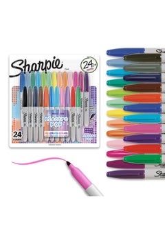 Electro Pop Permanent Markers, Fine Tip Marker Set, Coloring Markers, Drawing Markers, Writing Markers, Assorted Colors Art Markers, 24 Count