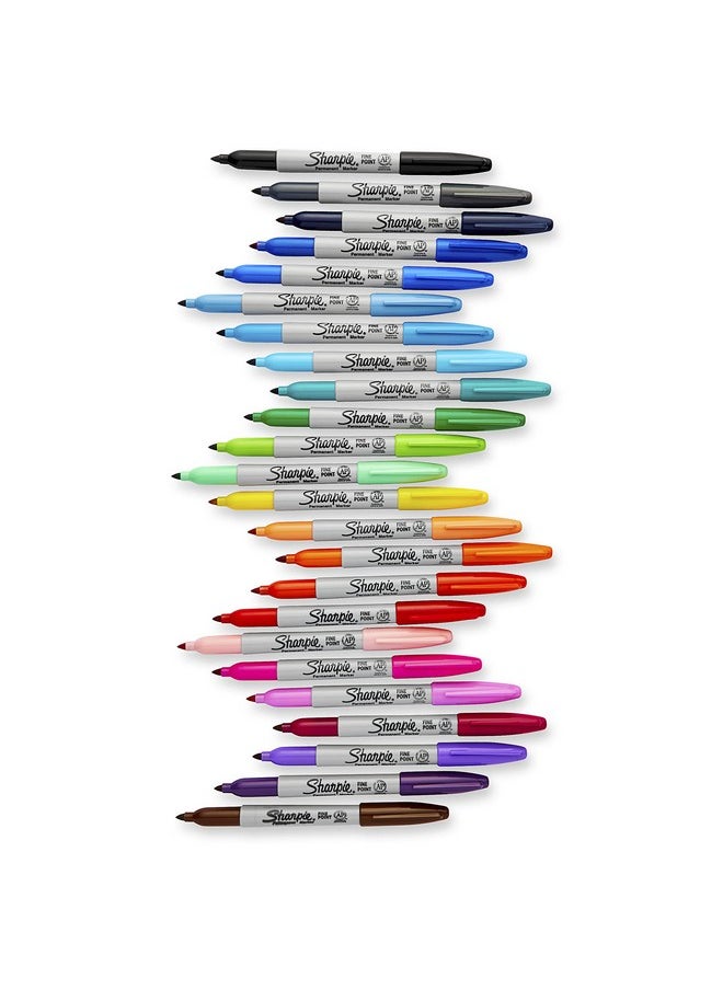 Sharpie - Electro Pop Permanent Markers, Fine Tip Marker Set, Coloring Markers, Drawing Markers, Writing Markers, Assorted Colors Art Markers, 24 Count - Image 1