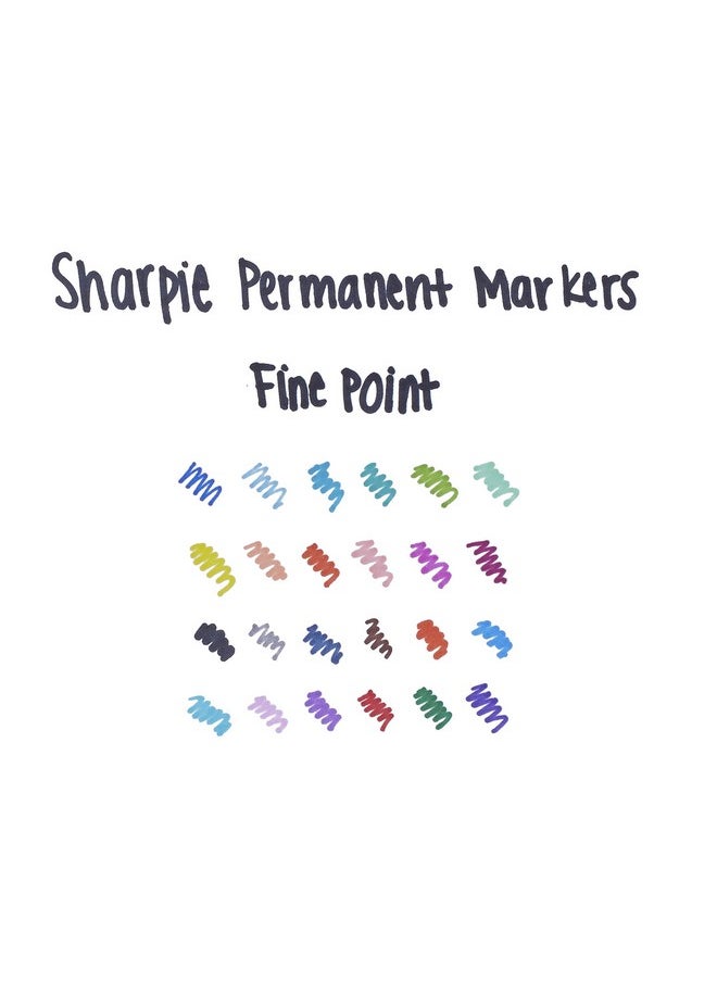 Sharpie - Electro Pop Permanent Markers, Fine Tip Marker Set, Coloring Markers, Drawing Markers, Writing Markers, Assorted Colors Art Markers, 24 Count - Image 1