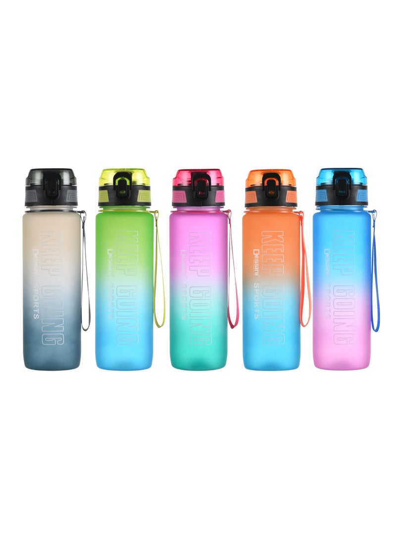 DESSINI زجاجة ماء رياضية سعة 850 مل، خالية من BPA، مانعة للتسرب للرياضة، اللياقة البدنية، الصالة الرياضية، النزهة 300 أزرق/برتقالي - Image 3