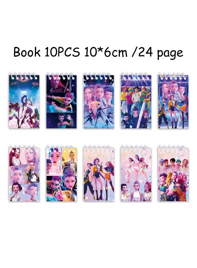 10 قطع من دفتر ملاحظات K-pop Demon Hunter، دفتر ملاحظات صغير حلزوني، زينة الحفلات والمهرجانات، دفتر ملاحظات حلزوني للأطفال والطلاب والمستلزمات المدرسية