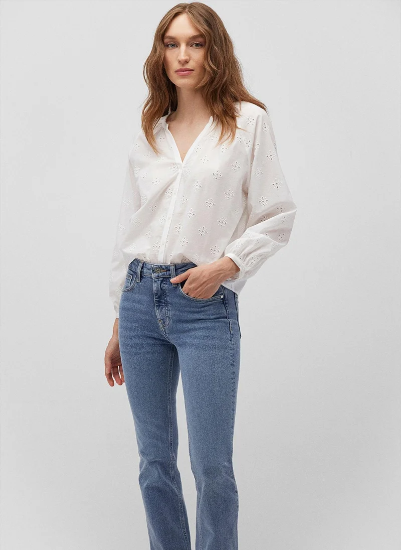 مافي Embroidered White Shirt