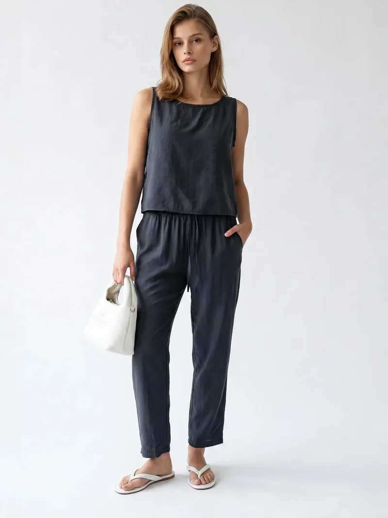ميكسراي MIXRAY Sleeveless Crepe Jumpsuit