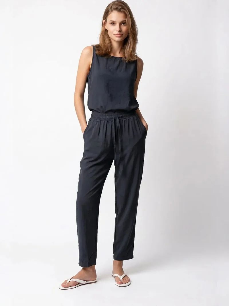 Mixray Charcoal Grey MIXRAY Sleeveless Crepe Jumpsuit for Women | Best Price UAE