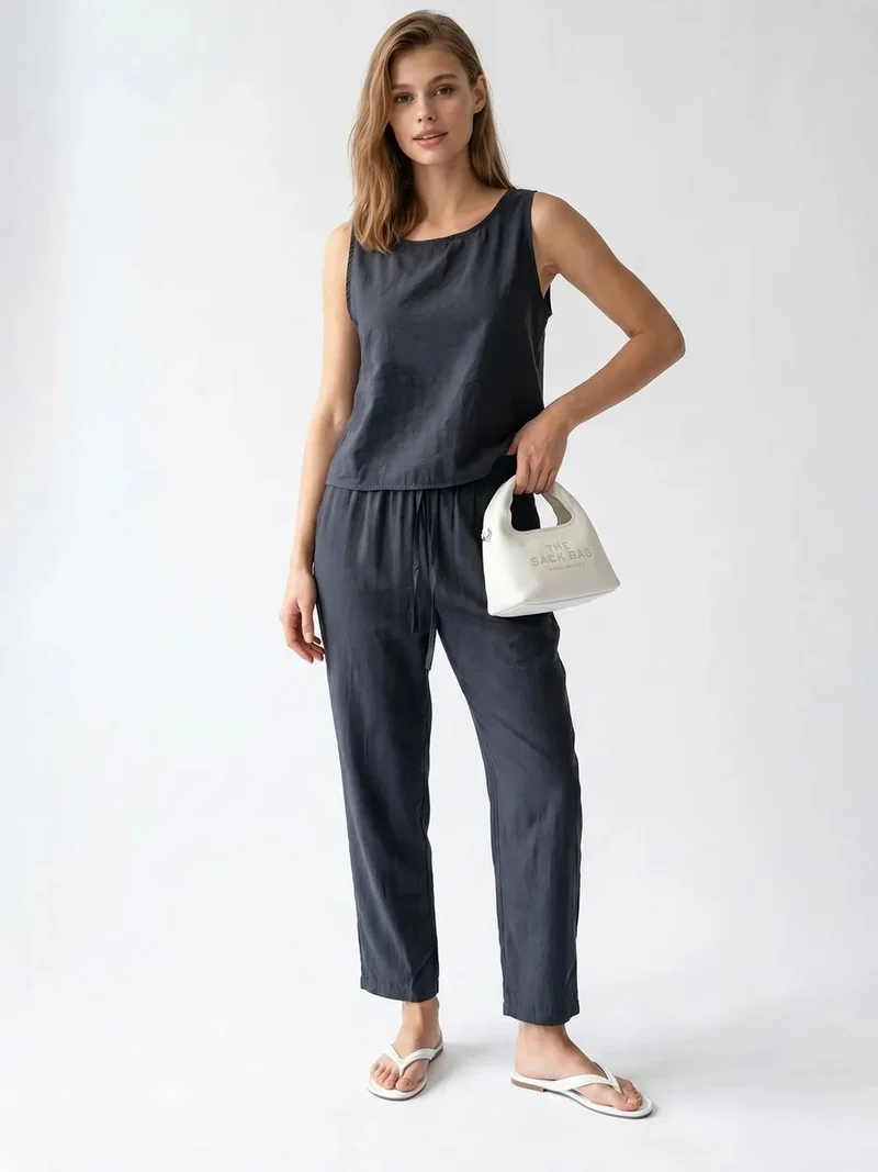 ميكسراي MIXRAY Sleeveless Crepe Jumpsuit