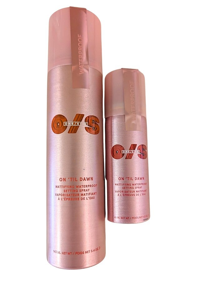One size On ’Til Dawn Big & Bitty Mattifying Waterproof Setting Spray Duo – Includes Full Size (3.4 fl. oz / 146 mL) and Travel Size (1.0 fl. oz / 46 mL) - Image 1