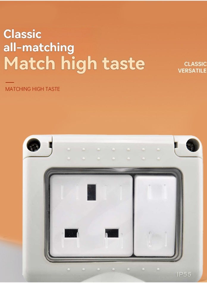MODI Waterproof Outdoor 1 Gang Switch Socket IP55 Weatherproof Wall Mounted UK Power Outlet Single Gang Switch Socket for Garden Balcony Garage Patio and Outdoor Use - Image 3