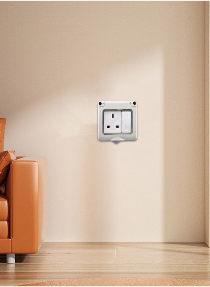 MODI Waterproof Outdoor 1 Gang Switch Socket IP55 Weatherproof Wall Mounted UK Power Outlet Single Gang Switch Socket for Garden Balcony Garage Patio and Outdoor Use - Image 4