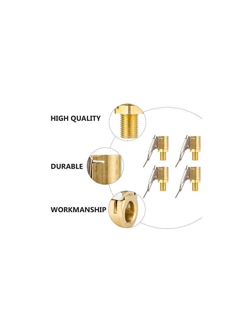 4 قطع صمام هواء ثقيل مغلق مع قفل لتثبيت الإطارات مع مشبك لمقياس التضخم ملحقات ضاغط أصفر - Image 2