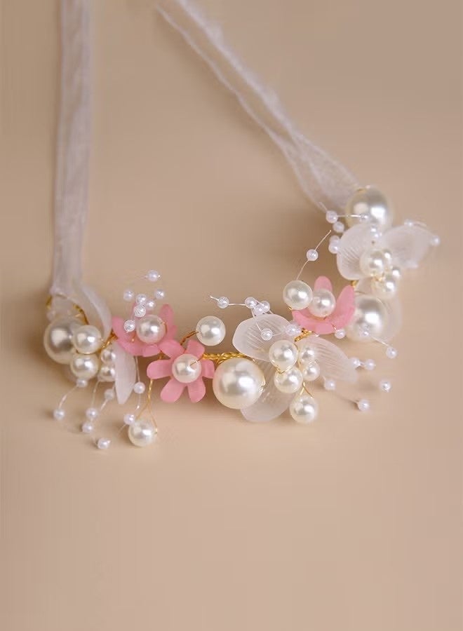 عصابات شعر إكليل الزفاف للأطفال إكسسوارات الشعر الوردية - Image 2