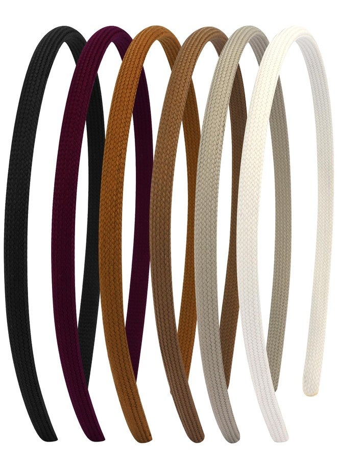 Vovii 6Pcs Thin Headbands For Women Girls No Headache Pressure Comfortable Headbands for Women Non Slip Fabric Skinny Narrow Hairbands Head Bands for Women's Hair Accessories (Natural Color) - Image 1
