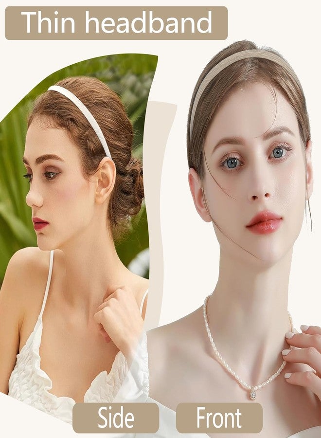 Vovii 6Pcs Thin Headbands For Women Girls No Headache Pressure Comfortable Headbands for Women Non Slip Fabric Skinny Narrow Hairbands Head Bands for Women's Hair Accessories (Natural Color) - Image 4