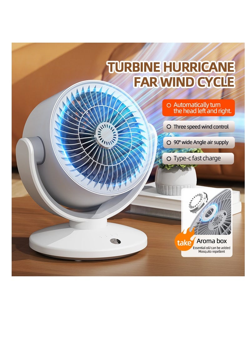 CityRiya-Long Desktop Fan Portable Desk Fan Strong Airflow, 2400Mha Battery Quiet Table Fan, Upgraded 3 Speeds Personal Cooling Fan, 180° Rotatable USB Rechargeable Fan for Home Office Bedroom Desk（KS-2023） - Image 5